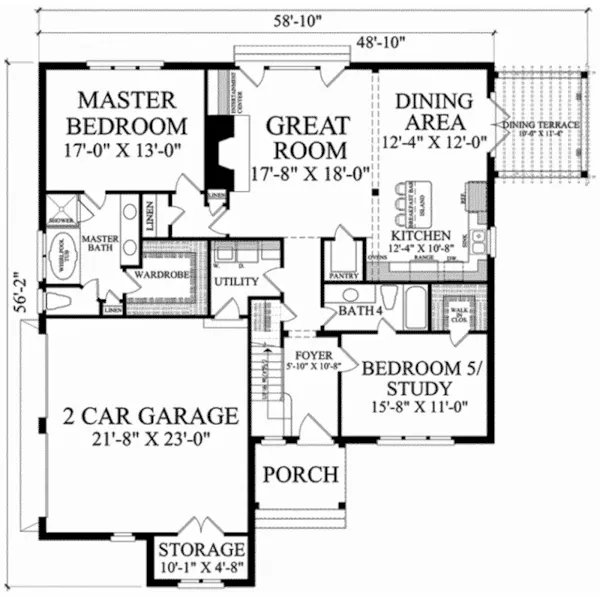 Cabin & Cottage House Plan First Floor - Victoria's House European Home 128D-0298 - Shop House Plans and More