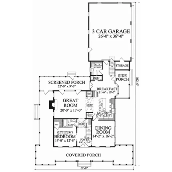 Traditional House Plan First Floor - Windward Country Farmhouse 128D-0310 - Shop House Plans and More