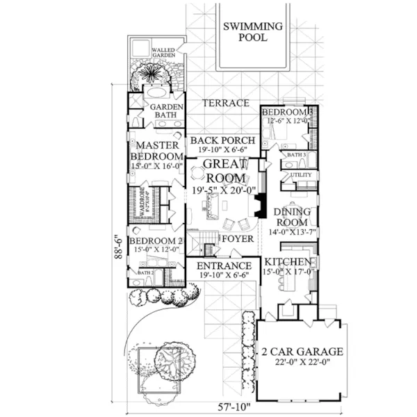 Beach & Coastal House Plan First Floor - Genesis Point Modern Home 128D-0316 - Shop House Plans and More