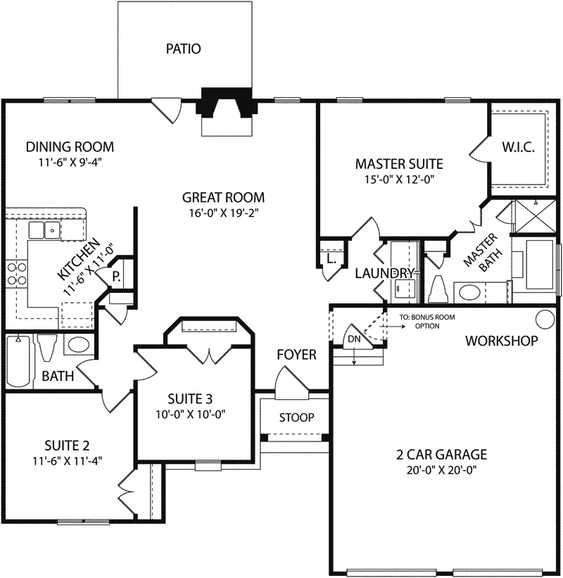 Early American House Plan First Floor - Alexandra Creek European Home 129D-0002 - Search House Plans and More