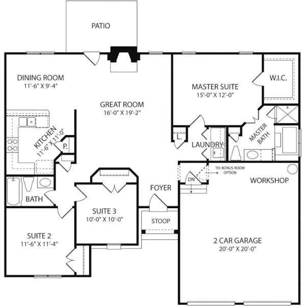 Ranch House Plan First Floor - Alexandra Creek European Home 129D-0002 - Search House Plans and More