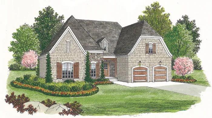 European House Plan Front of Home - Alexandra Creek European Home 129D-0002 - Search House Plans and More