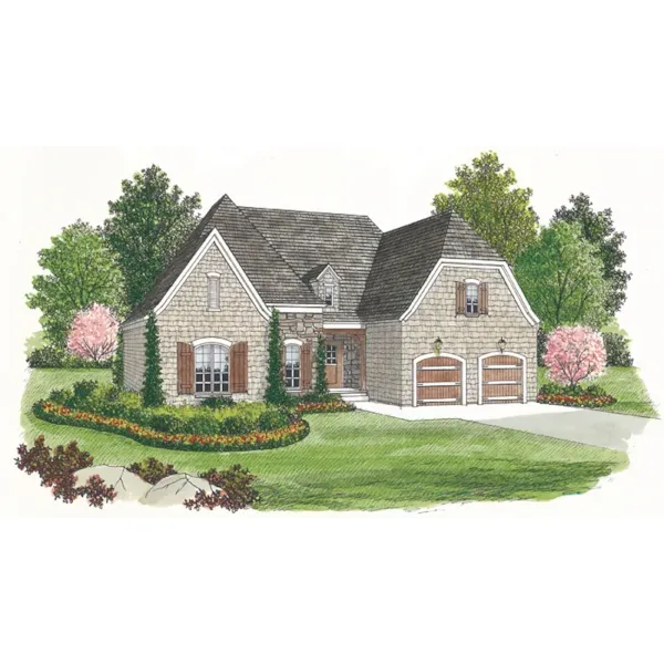 Ranch House Plan Front of Home - Alexandra Creek European Home 129D-0002 - Search House Plans and More