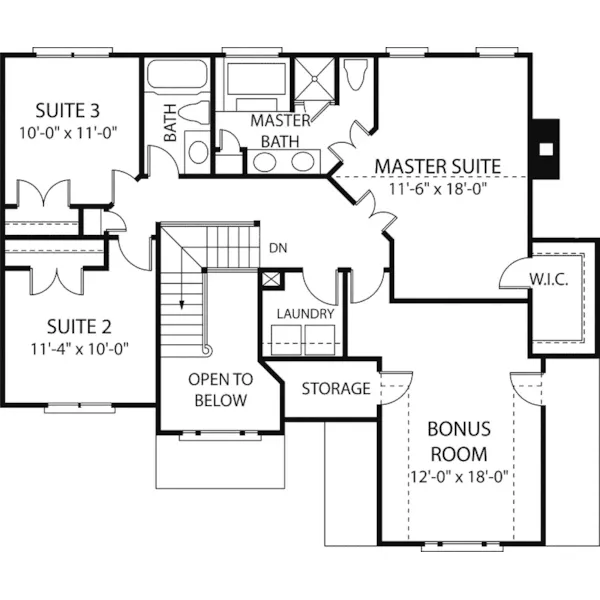 Traditional House Plan Second Floor - Montery Cypress Traditional Home 129D-0004 - Shop House Plans and More