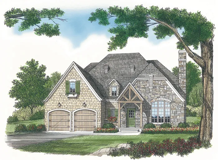 European House Plan Front of Home - Dewine Park Craftsman Home 129D-0005 - Search House Plans and More