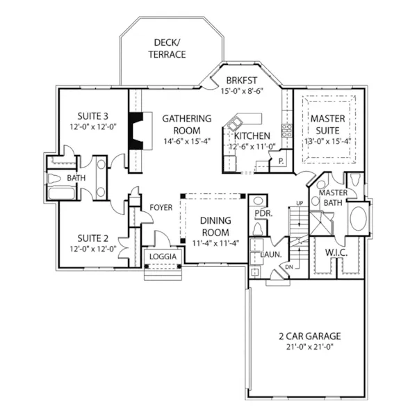 Traditional House Plan First Floor - Twillman Traditional Home 129D-0007 - Shop House Plans and More