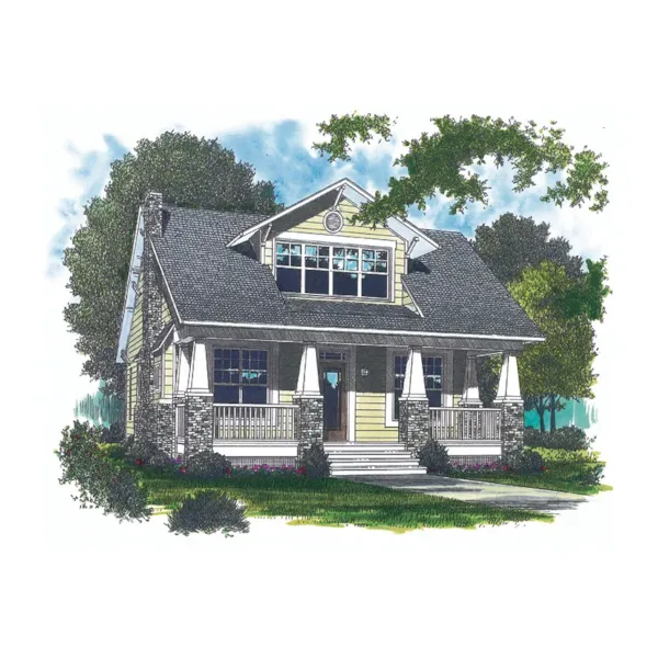 Cabin & Cottage House Plan Front of Home - Cornhill Creek Bungalow Home 129D-0008 - Search House Plans and More