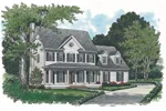 Colonial House Plan Front of Home - Sheephill Farm Country Home 129D-0010 - Shop House Plans and More