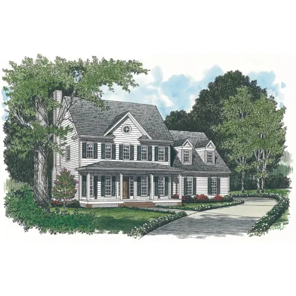 Colonial House Plan Front of Home - Sheephill Farm Country Home 129D-0010 - Shop House Plans and More