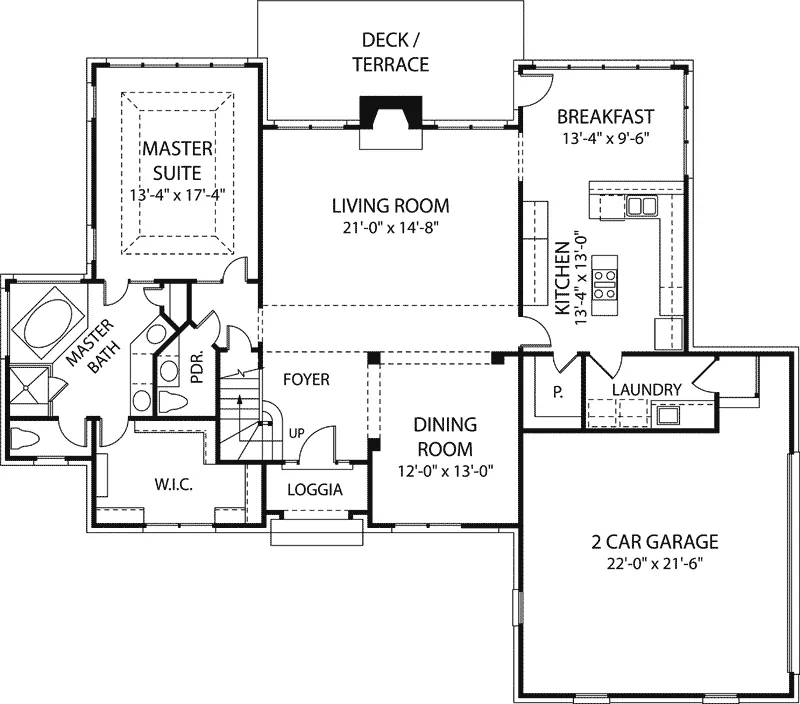 Traditional House Plan First Floor - Starbright Traditional Home 129D-0013 - Shop House Plans and More