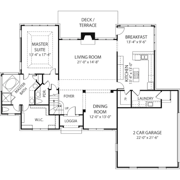 Southern House Plan First Floor - Starbright Traditional Home 129D-0013 - Shop House Plans and More