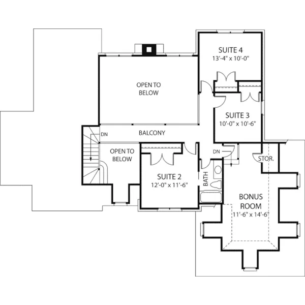 Southern House Plan Second Floor - Starbright Traditional Home 129D-0013 - Shop House Plans and More