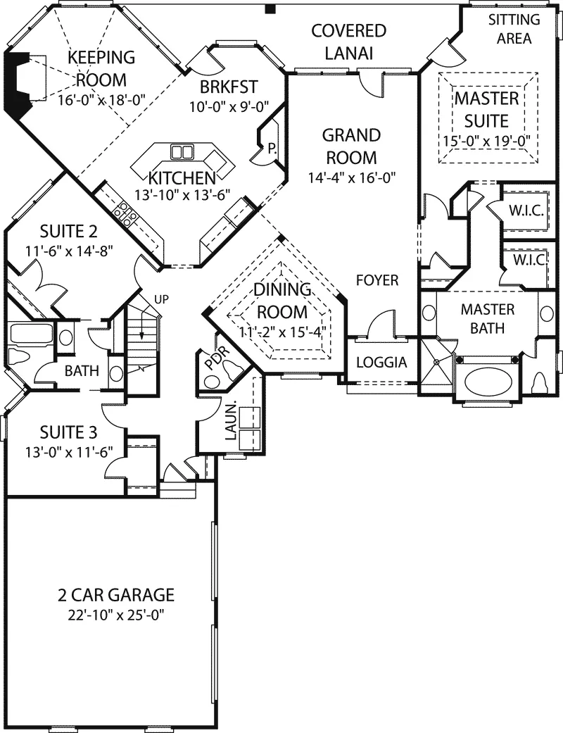 Traditional House Plan First Floor - Littleheart Traditional Home 129D-0015 - Shop House Plans and More