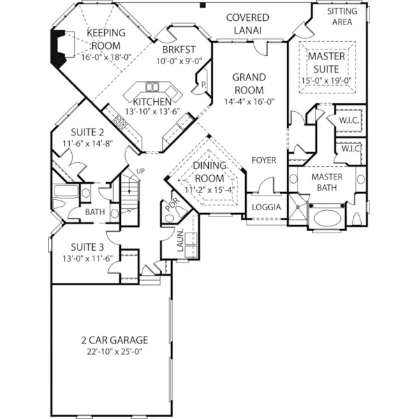 Neoclassical House Plan First Floor - Littleheart Traditional Home 129D-0015 - Shop House Plans and More