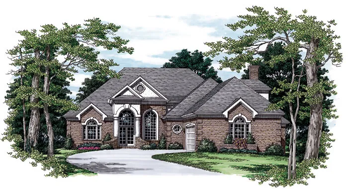 Traditional House Plan Front Image - Cabot Georgian Ranch Home 129D-0017 - Search House Plans and More