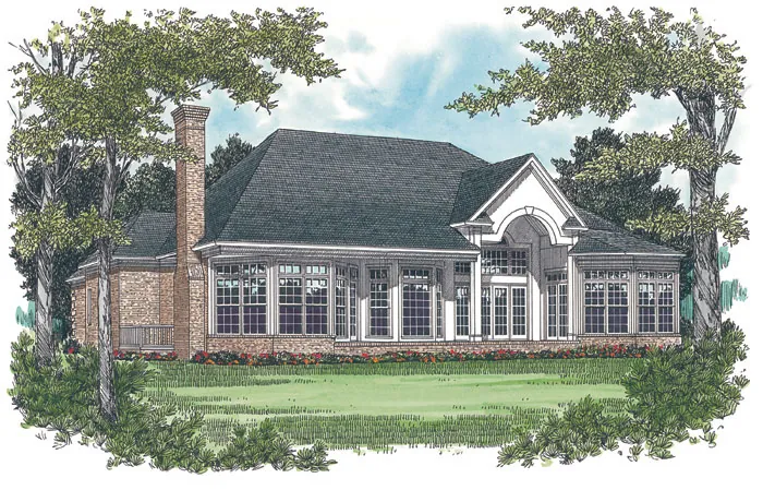 Traditional House Plan Color Image of House - Cabot Georgian Ranch Home 129D-0017 - Search House Plans and More