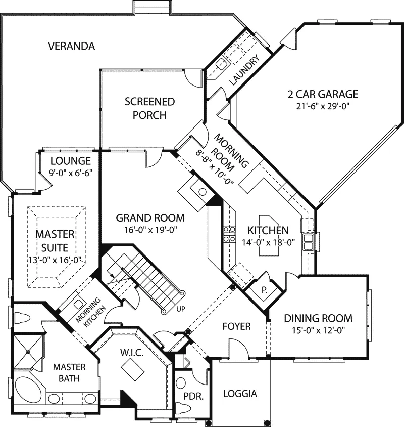 Traditional House Plan First Floor - Blaine Heights European Home 129D-0019 - Search House Plans and More