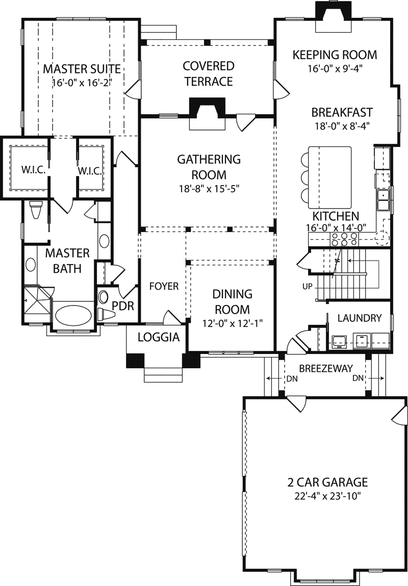 Early American House Plan First Floor - Devora European Home 129D-0020 - Search House Plans and More