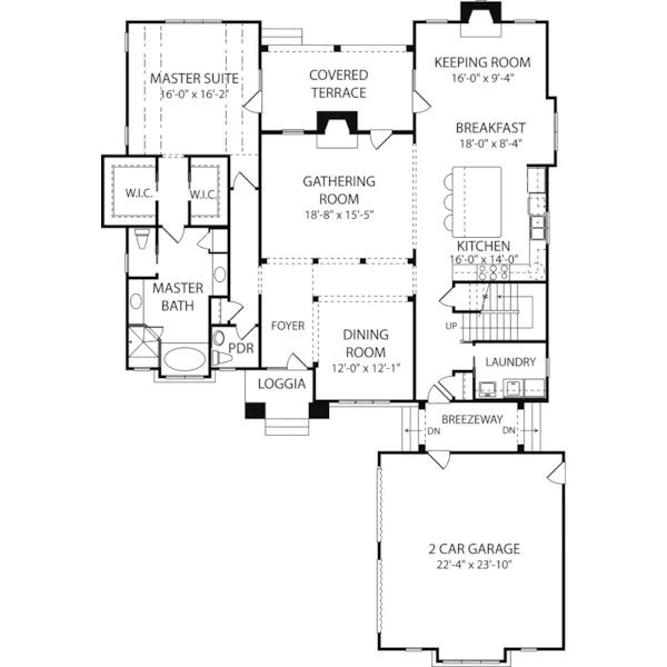 Early American House Plan First Floor - Devora European Home 129D-0020 - Search House Plans and More