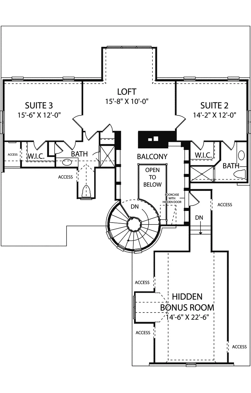 Early American House Plan Second Floor - Moscato Luxury European Home 129D-0022 - Shop House Plans and More