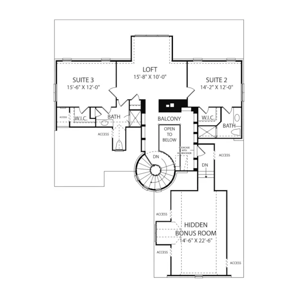 Early American House Plan Second Floor - Moscato Luxury European Home 129D-0022 - Shop House Plans and More