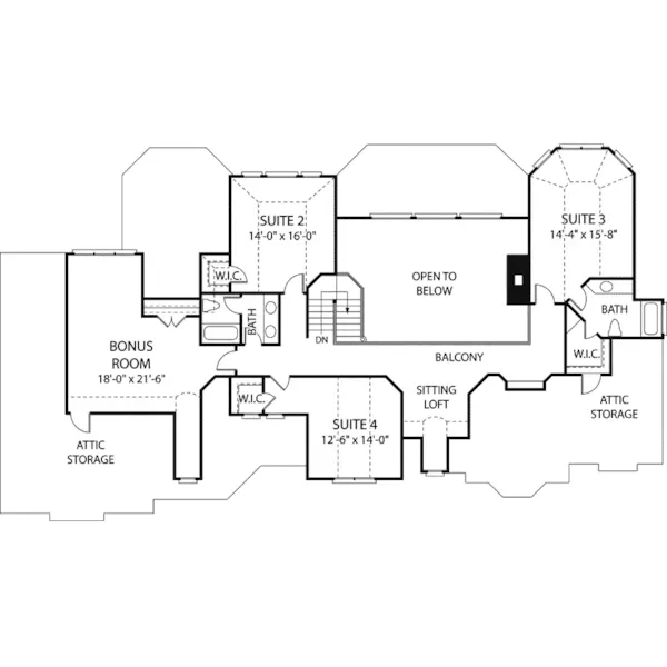 Southern House Plan Second Floor - Blairwood Luxury Home 129D-0034 - Search House Plans and More