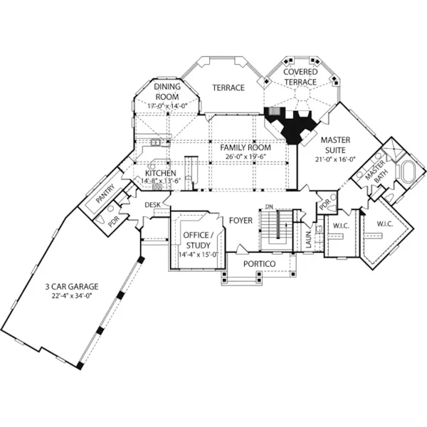 Ranch House Plan First Floor - Orchard Heights Luxury Home 129D-0035 - Shop House Plans and More