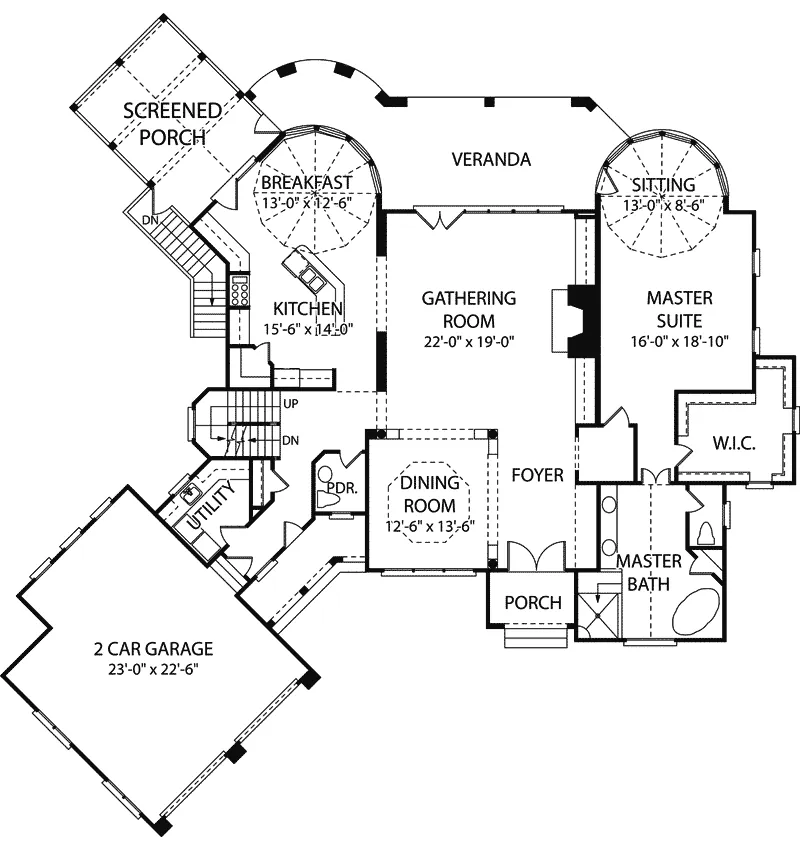 Arts & Crafts House Plan First Floor - Weinstein Luxury Home 129S-0001 - Shop House Plans and More