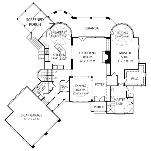 European House Plan First Floor - Weinstein Luxury Home 129S-0001 - Shop House Plans and More