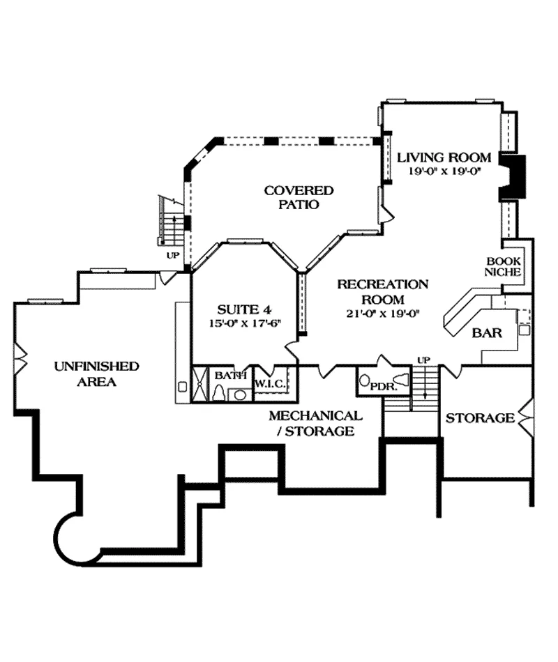 European House Plan Lower Level Floor - Derby Place Luxury Rustic Home 129S-0003 - Search House Plans and More
