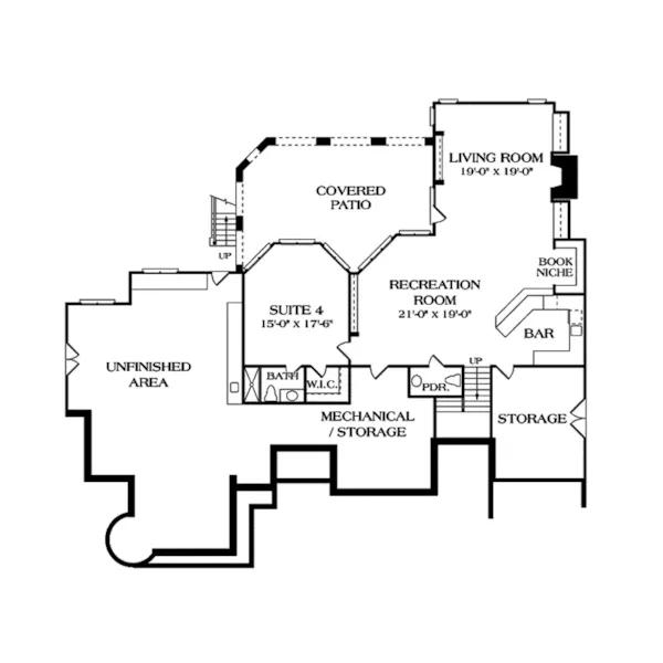 English Cottage House Plan Lower Level Floor - Derby Place Luxury Rustic Home 129S-0003 - Search House Plans and More