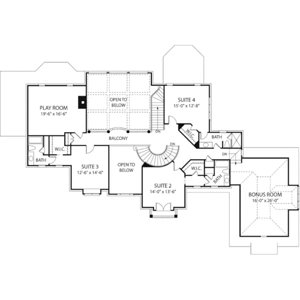 Traditional House Plan Second Floor - Fultonspring Luxury Home 129S-0004 - Search House Plans and More