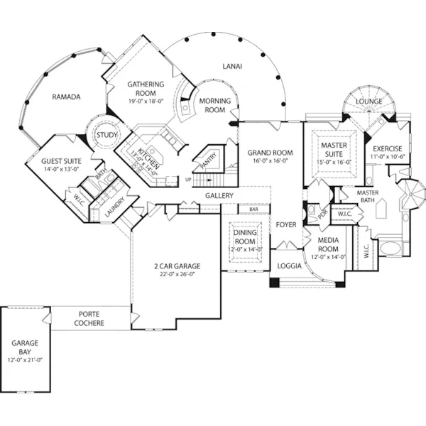 Luxury House Plan First Floor - Howell Hollow Luxury Home 129S-0009 - Search House Plans and More