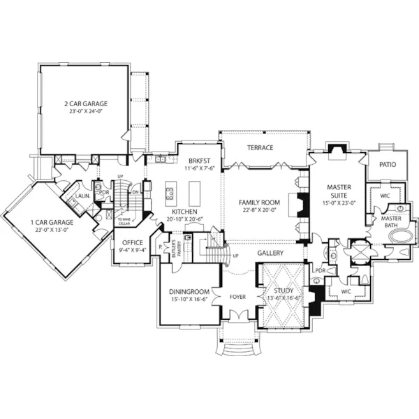 Early American House Plan First Floor - Lowery Manor Luxury Home 129S-0010 - Shop House Plans and More