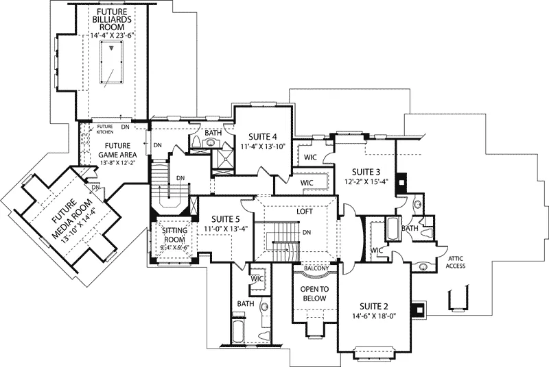 European House Plan Second Floor - Lowery Manor Luxury Home 129S-0010 - Shop House Plans and More