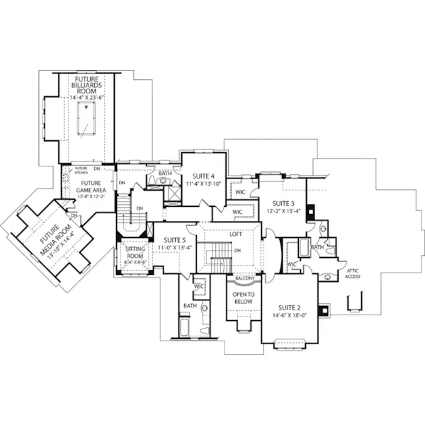 Early American House Plan Second Floor - Lowery Manor Luxury Home 129S-0010 - Shop House Plans and More