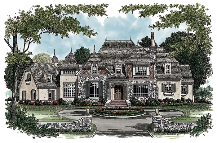 Luxury House Plan Front Image - Lowery Manor Luxury Home 129S-0010 - Shop House Plans and More