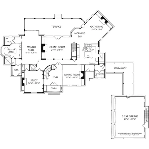 English Cottage House Plan First Floor - Monarch Manor Luxury Home 129S-0012 - Shop House Plans and More