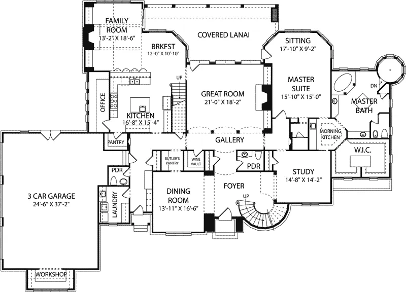 English Cottage House Plan First Floor - Clydehurst Victorian Home 129S-0013 - Search House Plans and More