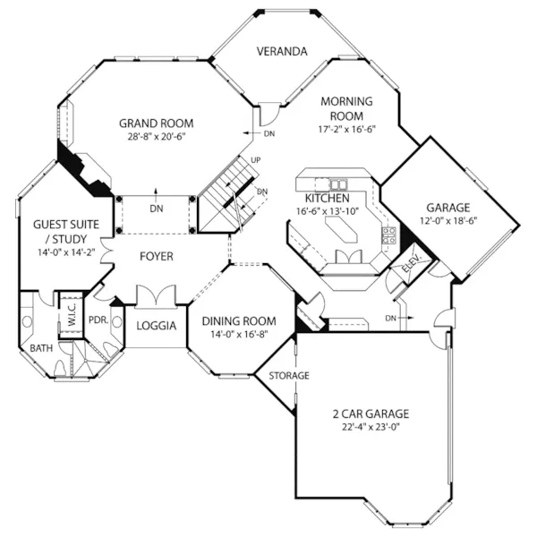 Arts & Crafts House Plan First Floor - Valentina Manor Luxury Home 129S-0015 - Shop House Plans and More