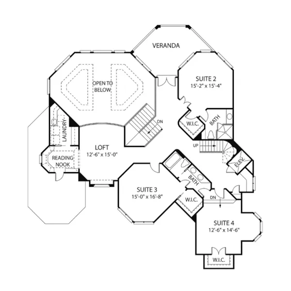 Arts & Crafts House Plan Second Floor - Valentina Manor Luxury Home 129S-0015 - Shop House Plans and More