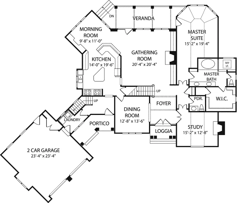 Arts & Crafts House Plan First Floor - Sunland Park Luxury Home 129S-0018 - Shop House Plans and More