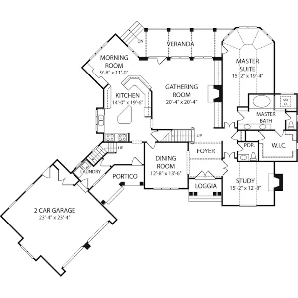 English Cottage House Plan First Floor - Sunland Park Luxury Home 129S-0018 - Shop House Plans and More