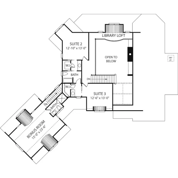 English Cottage House Plan Second Floor - Sunland Park Luxury Home 129S-0018 - Shop House Plans and More