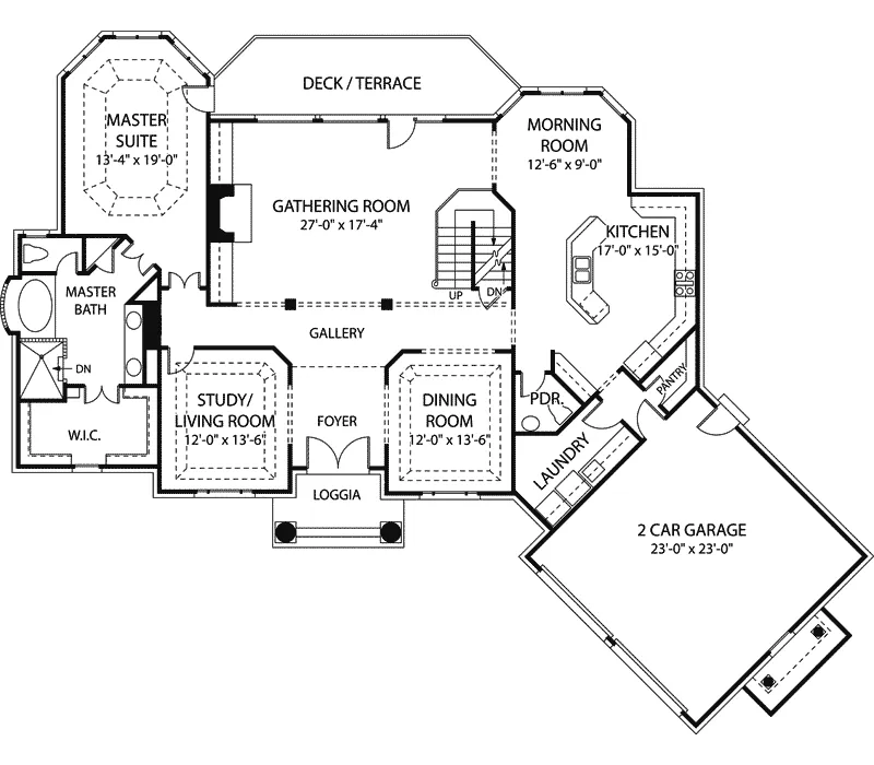 Colonial House Plan First Floor - Westaire Luxury Home 129S-0019 - Shop House Plans and More