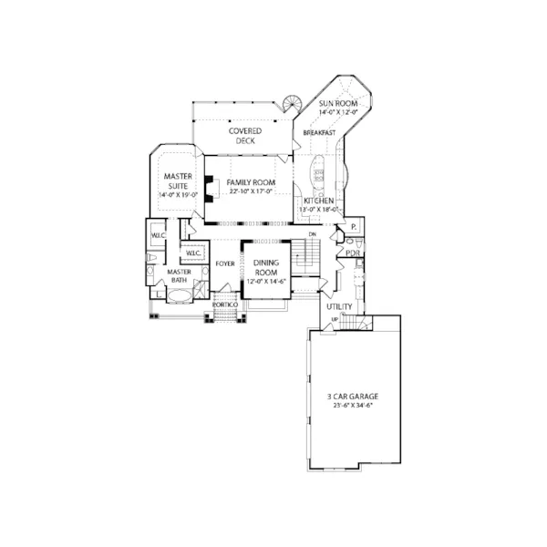 Arts & Crafts House Plan First Floor - Glen Creek Luxury Home 129S-0023 - Search House Plans and More