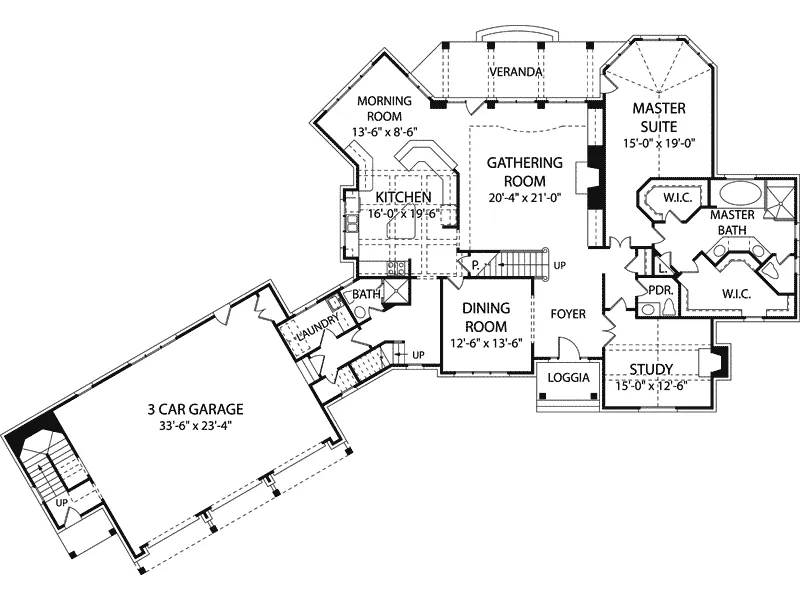 Arts & Crafts House Plan First Floor - Grove Manor Luxury Home 129S-0024 - Search House Plans and More