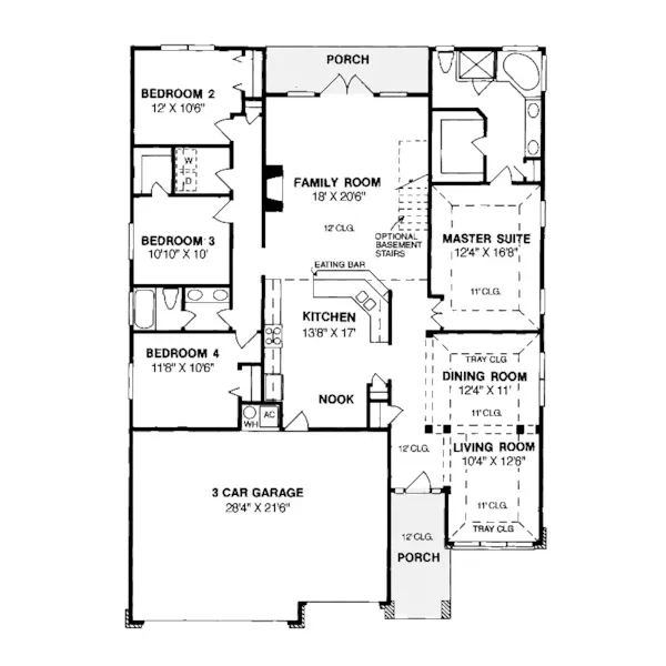 Country House Plan First Floor - Hazeltine Ranch Home 130D-0001 - Search House Plans and More