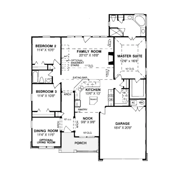 Ranch House Plan First Floor - Castlepoint Ranch Home 130D-0003 - Search House Plans and More