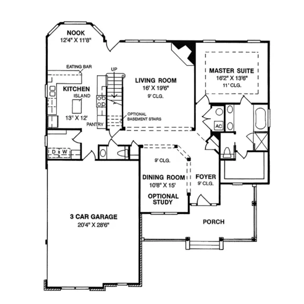 Traditional House Plan First Floor - Orchard Lake Country Home 130D-0009 - Shop House Plans and More